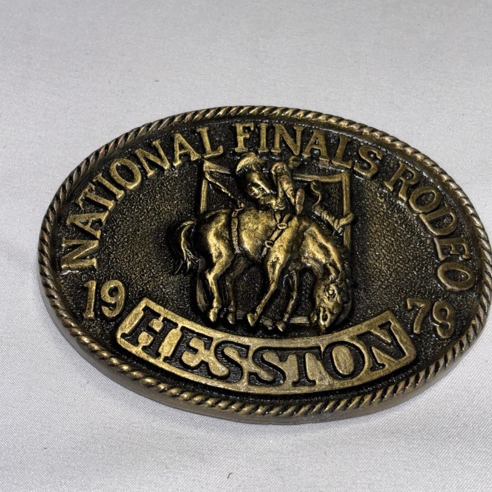 Vintage 1979 Hesston National Finals Rodeo Belt Buckle 5th Edition NFR  Brass